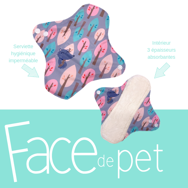 Serviette hygiénique lavable fleur