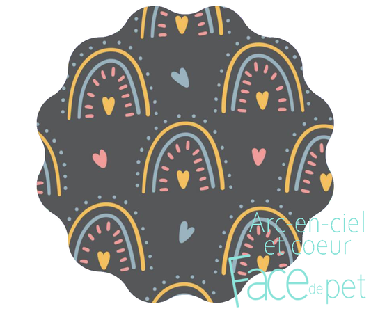 Serviette hygiénique lavable arc-en-ciel et coeur