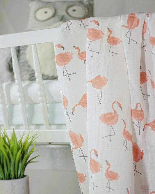 Couverture en mousseline flamant