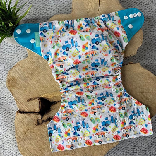 Couche lavable camper bleu