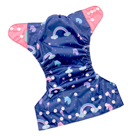 Couche lavable licorne arc-en-ciel